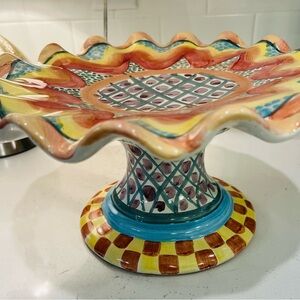 Mackenzie Taylor Odd Fellows Fluted Cake Stand Childs 12" Diameter Pedestal Rare